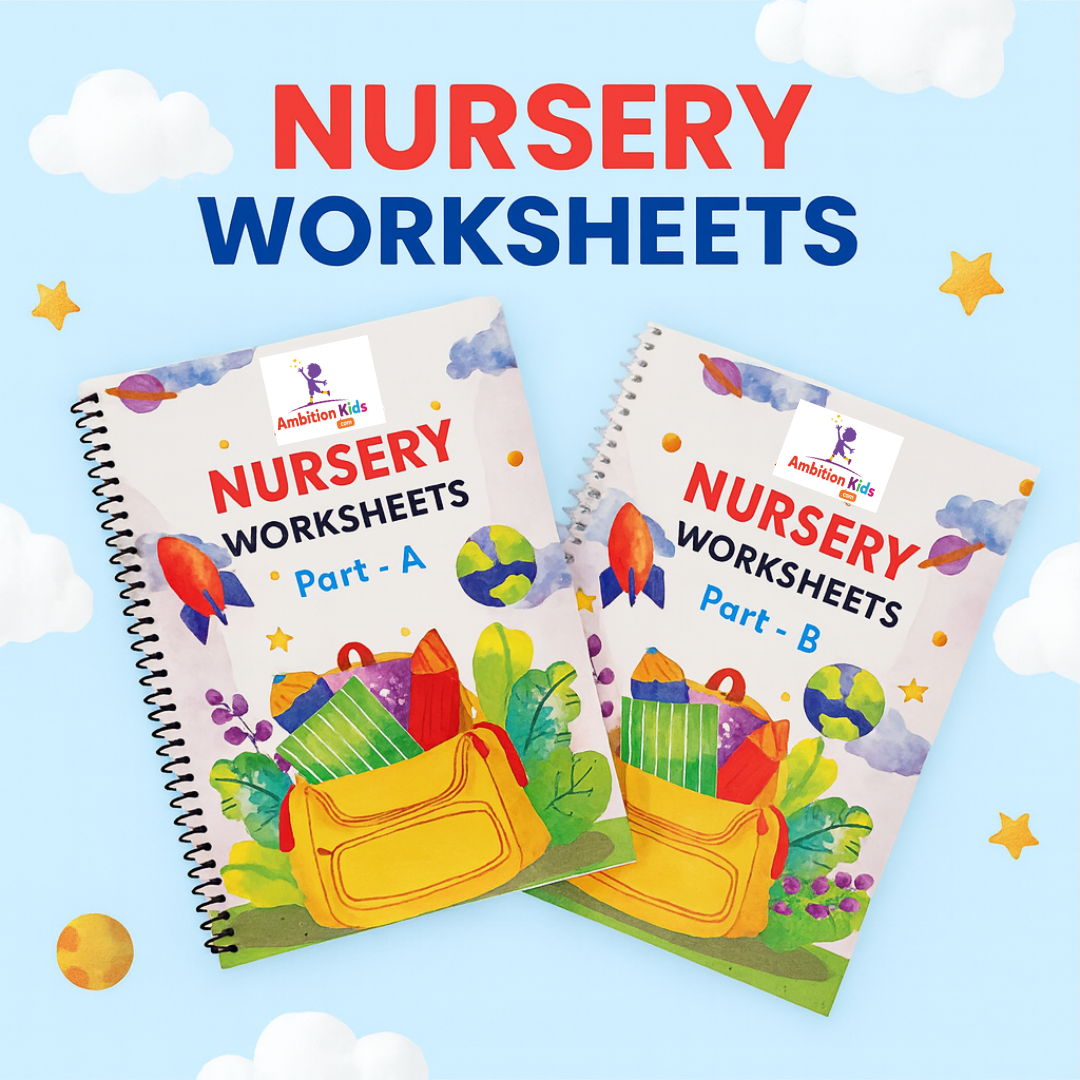 Nursery + Brain Booster + 200+ Worksheets (Ages 2–4) – 3-in-1 Pack - Ambition Kids