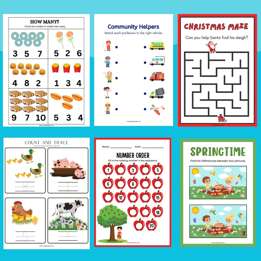 200+ Kids Worksheet Activities - Ambition Kids