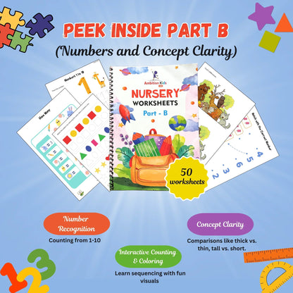 Nursery Hard Copy Kids Worksheets - Ambition Kids