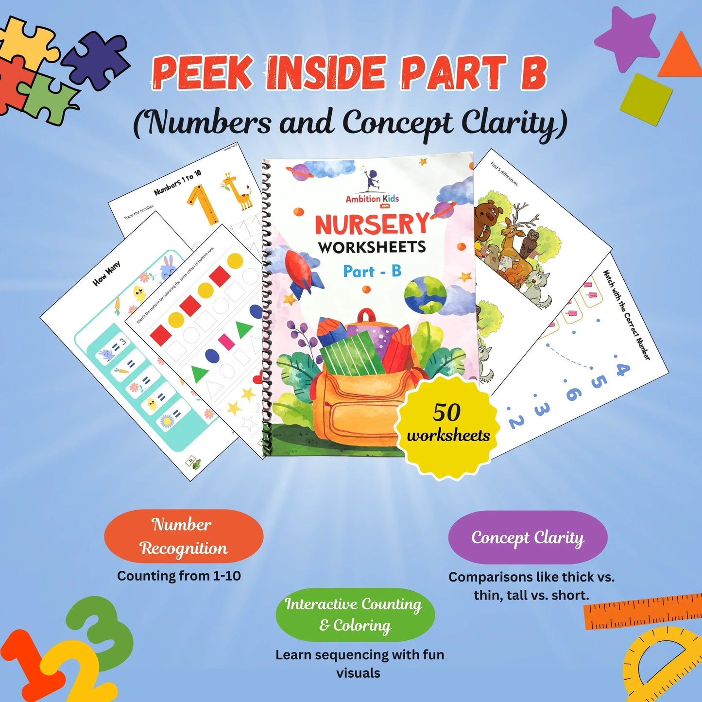 Preschool Kids Worksheets - Buy 1 Get 1 Free - Ambition Kids