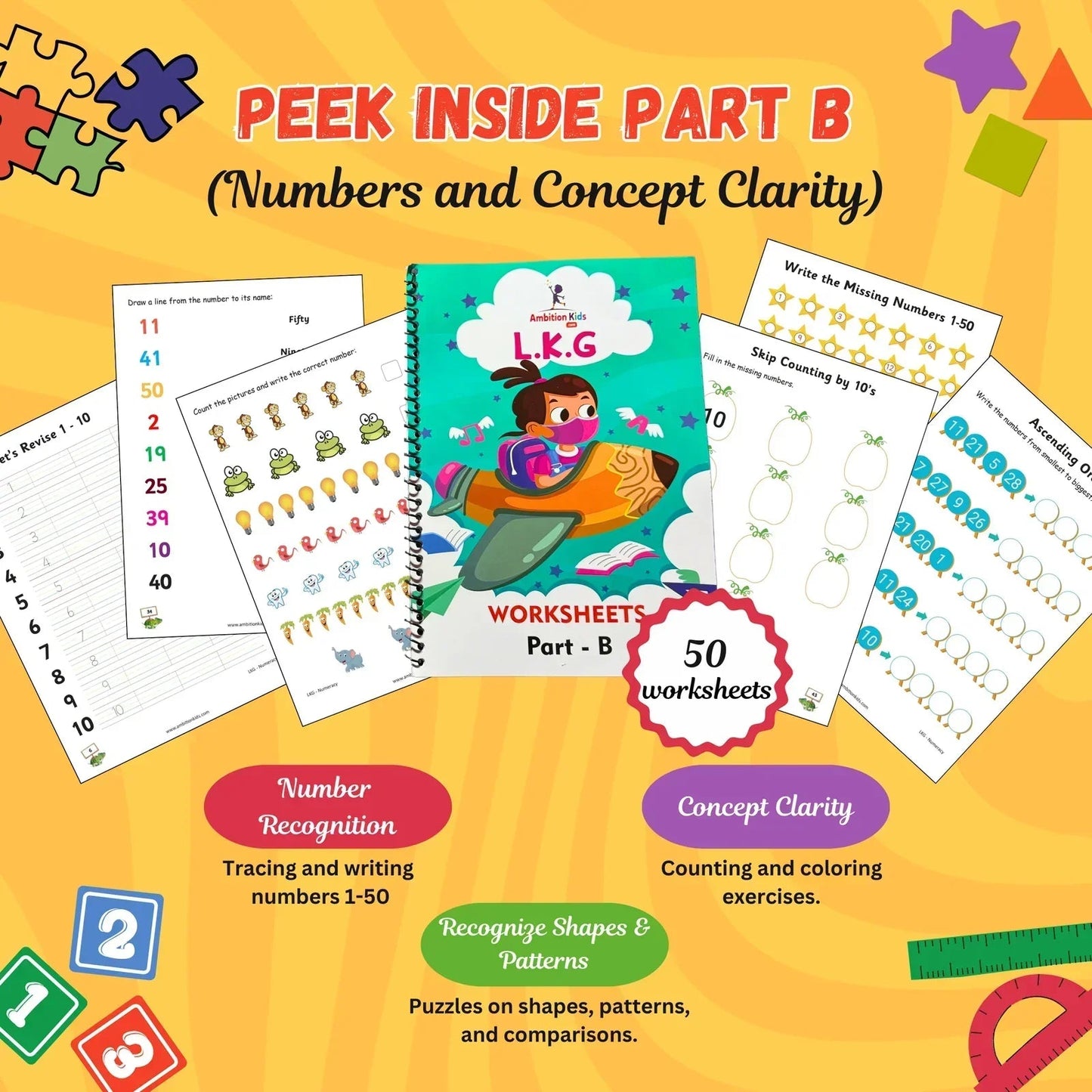 LKG Hard Copy Kids Worksheets - Ambition Kids