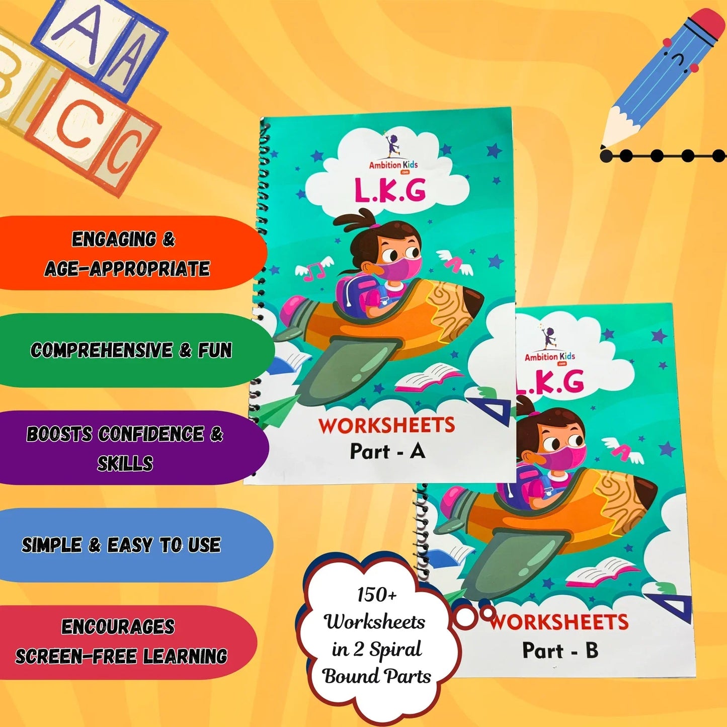 LKG Hard Copy Kids Worksheets - Ambition Kids