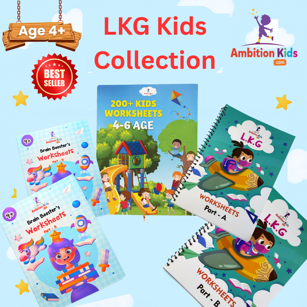 LKG & Brain Booster Combo + 200+ Worksheets (4–6 Yrs) - Ambition Kids
