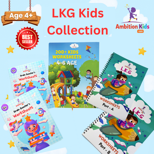 LKG & Brain Booster Combo + 200+ Worksheets (4–6 Yrs) - Ambition Kids