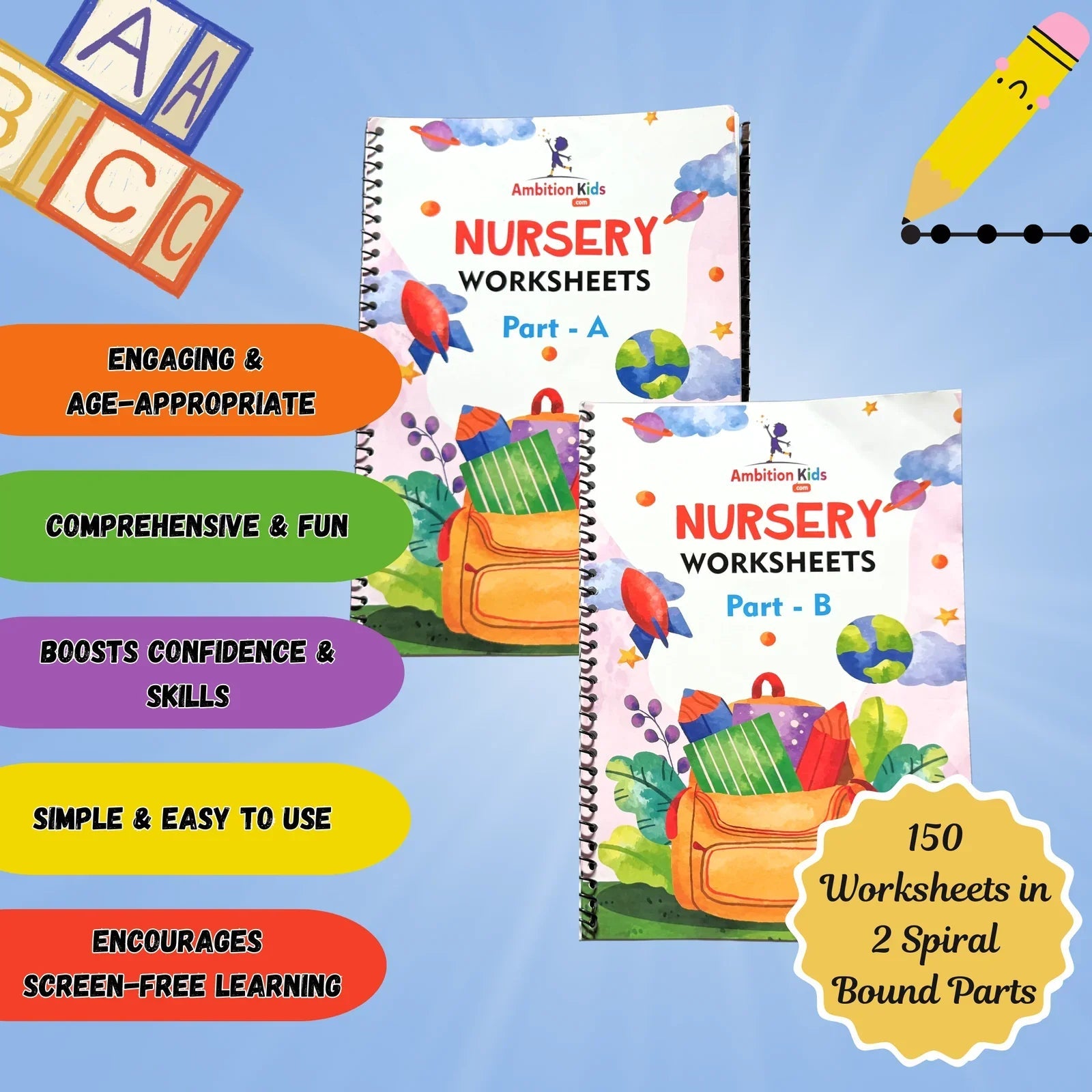 Nursery Hard Copy Kids Worksheets - Ambition Kids