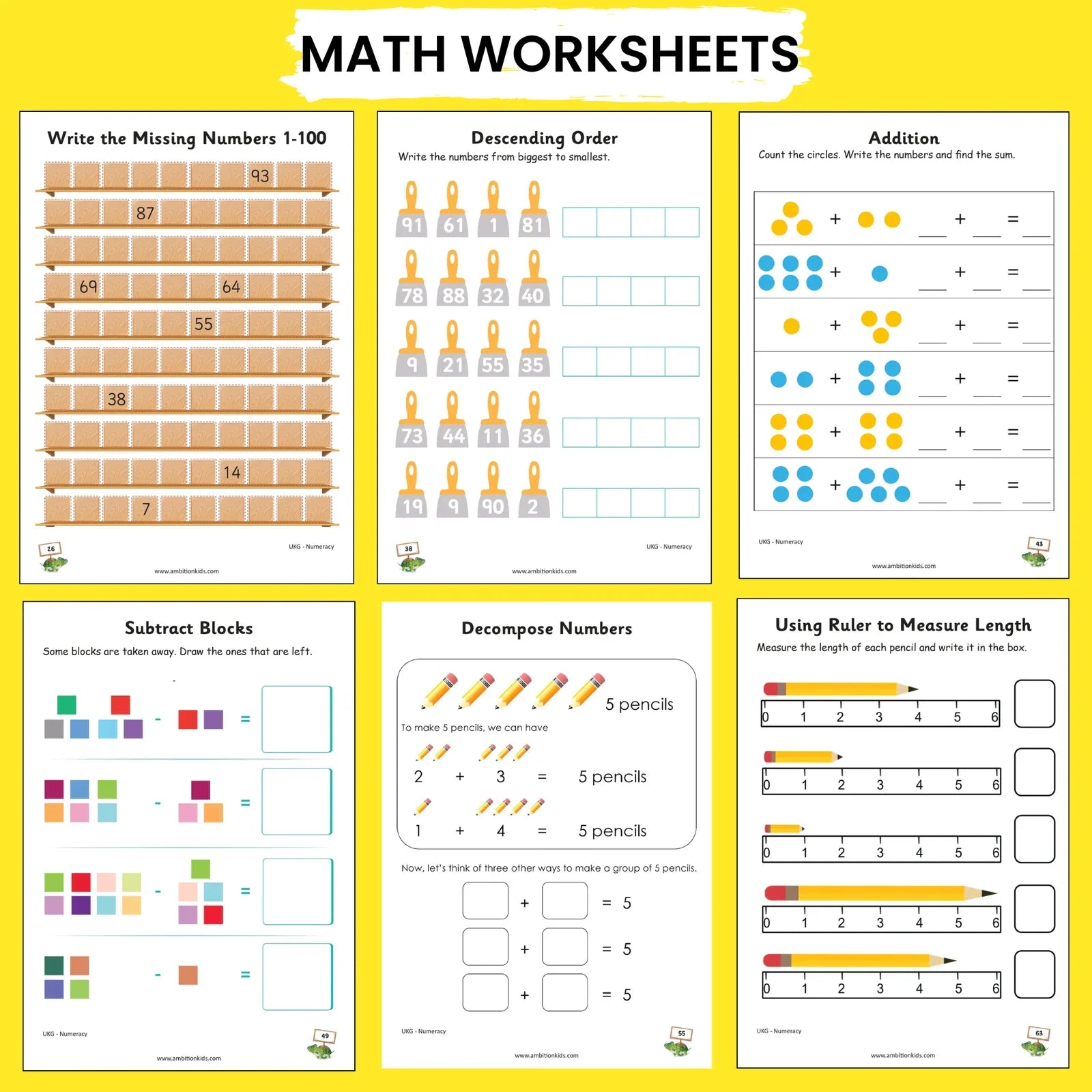 UKG Hard Copy Kids Worksheets - Ambition Kids