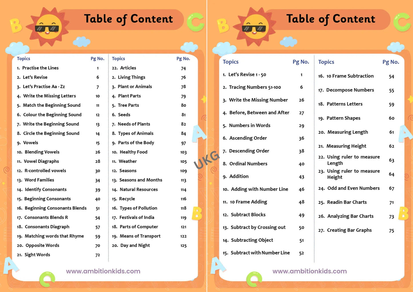 UKG Hard Copy Kids Worksheets - Ambition Kids