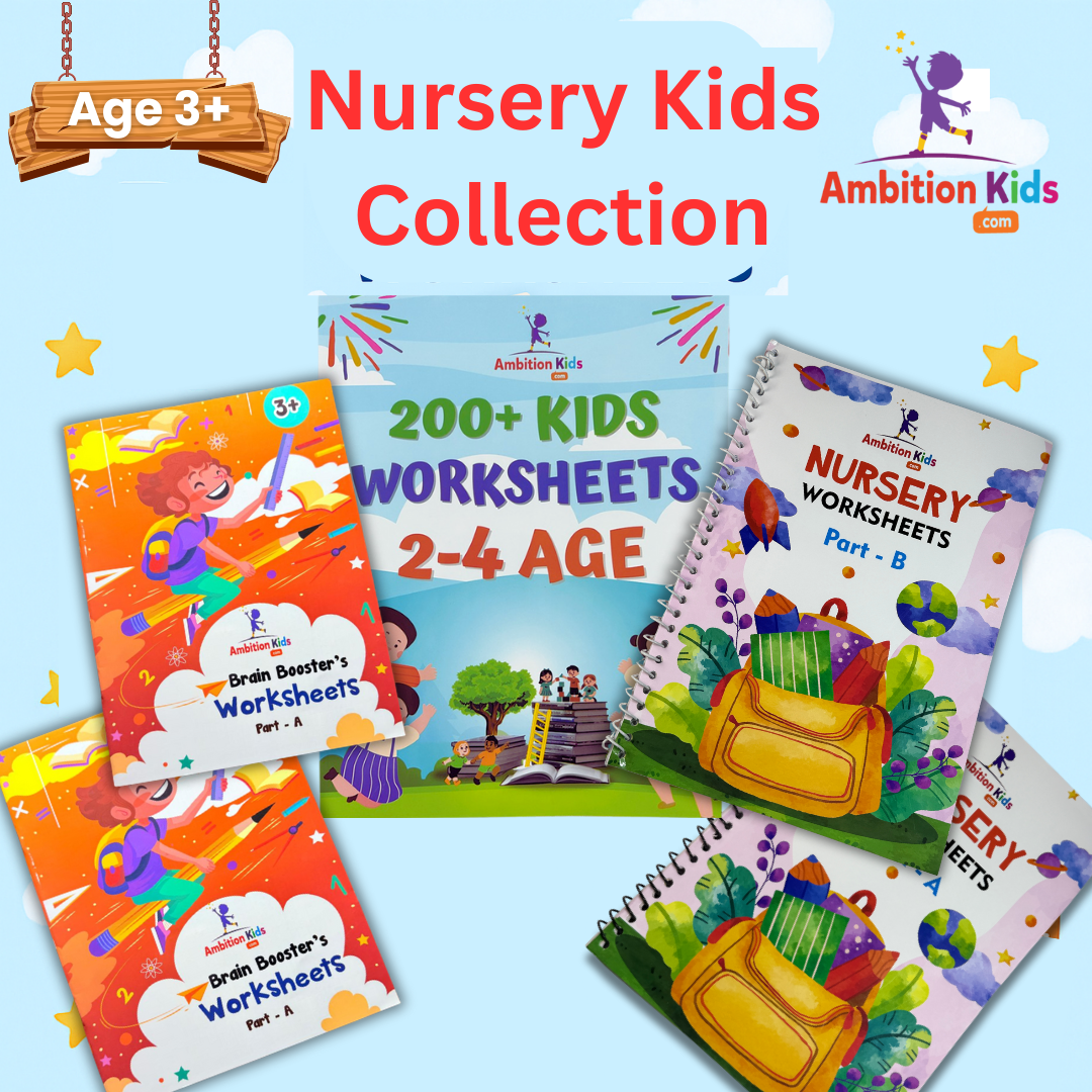 Preschool Kids Worksheet & Brain Booster Combo + 200+ Worksheets - Ambition Kids