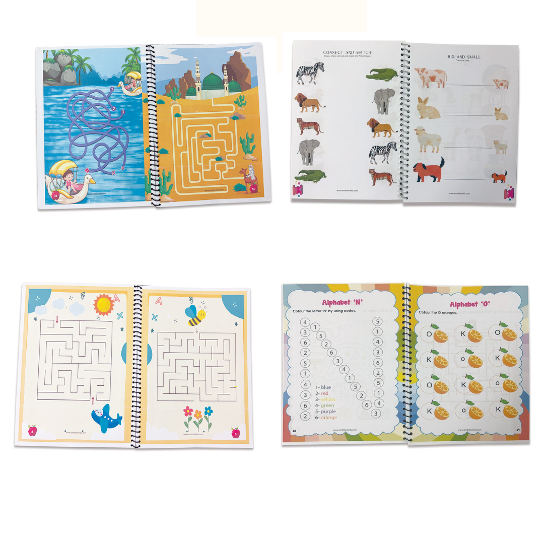 Toddler & Dot-to-Dot, Mazes & Numbers (5 Worksheets) - Ambition Kids